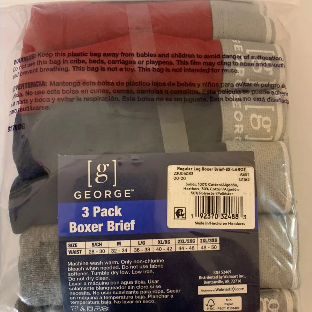 George 3-Pack Boxer Briefs‎ - Red, Blue, Gray